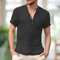 Korbin - Bequemes V-T-Shirt in Schwarz