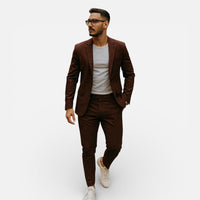 Édouard | Herren Anzug Schmal Slim Fit Business Hochzeit Modern Elegant in Burgunder