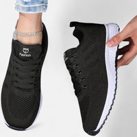 Jule | Damen Sneaker Strick Atmungsaktiv Leicht Komfort Casual Modern in Schwarz