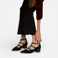 Lison | Damen Ballerinas Spitz Riemchen Elegant Feminin Klassisch in Schwarz