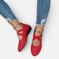 Mia | Damen Orthopädische Ballerinas Kreuzriemen Keilsohle Komfort in Rot