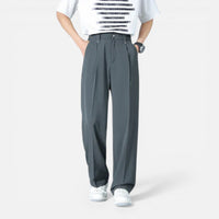 Gilles | Herren Stoffhose Weites Bein Elastischer Bund Komfort Casual in Grau