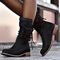Lenora - Klassische Damenstiefel mit niedrigem Absatz in Schwarz