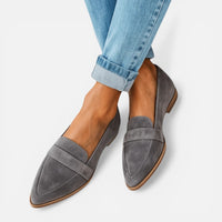 Brigitte | Damen Loafer Spitz Flacher Absatz Elegant Business Klassisch in Grau