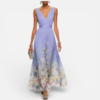 Rosalie | Damen Sommerkleid V-Ausschnitt Blumenmuster Feminin Leicht in Lila