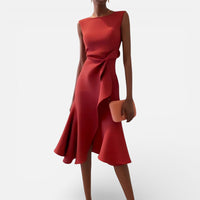 Élise | Damen Maxikleid V-Ausschnitt Fließend Elegant Sommer Leicht in Rot