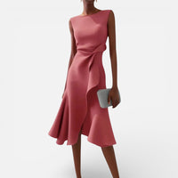 Élise | Damen Maxikleid V-Ausschnitt Fließend Elegant Sommer Leicht in Rosa