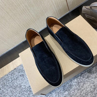 Marco | Herren Wildleder Slipper Slip On Komfort Lässig Elegant in Marineblau