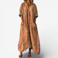 Azenelle | Damen Maxikleid Lässig Stilvoll Fließend Sommer Casual in Orange