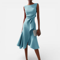Élise | Damen Maxikleid V-Ausschnitt Fließend Elegant Sommer Leicht in Blau