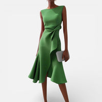 Élise | Damen Maxikleid V-Ausschnitt Fließend Elegant Sommer Leicht in Grün