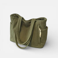 Lotte | Damen Schultertasche Cord Großes Hauptfach Boho Casual Herbst in Grün