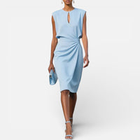 Aurore | Damen Midikleid Drapierung Ärmellos Elegant Modern Festlich in Blau