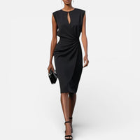 Aurore | Damen Midikleid Drapierung Ärmellos Elegant Modern Festlich in Schwarz