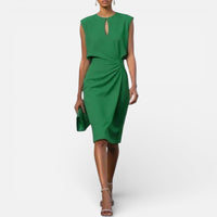 Aurore | Damen Midikleid Drapierung Ärmellos Elegant Modern Festlich in Grün