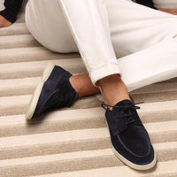 Sebastian | Herren Wildleder Loafer Schnürung Klassisch Elegant Komfort in Marineblau
