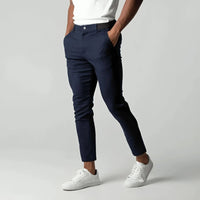 Thomas | Herren Stretch Chino Hose Komfort Slim Business Casual in Marineblau
