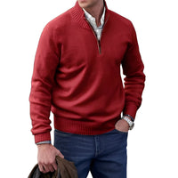 Jeremy - Moderner Herrenpullover mit Zipper in Red