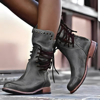 Lenora - Klassische Damenstiefel mit niedrigem Absatz in Grau