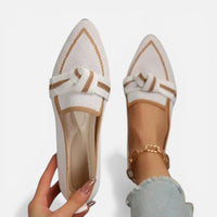 Lison | Damen Ballerinas Spitz Schleifendetail Elegant Feminin Klassisch in Weiß