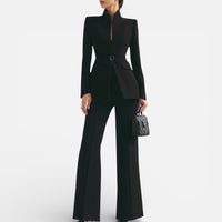 Anna | Damen Hosenanzug Set Blazer Hose Business Elegant Tailliert in Schwarz