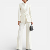 Anna | Damen Hosenanzug Set Blazer Hose Business Elegant Tailliert in Weiß