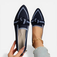 Lison | Damen Ballerinas Spitz Schleifendetail Elegant Feminin Klassisch in Blau