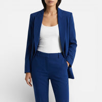 Charlotte | Damen Hosenanzug Blazer Stoffhose Business Elegant Tailliert in Marineblau