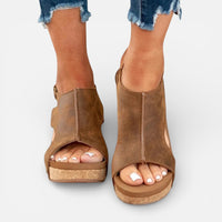 Nina | Damen Orthopädische Sandalen Keil Offen Komfort Sommer Leicht in Braun