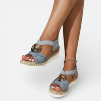 Lena | Damen Orthopädische Sandalen Keilsohle Komfort Sommer Zierdetail in Blau