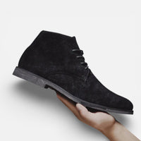 Tobias | Herren Schnürstiefeletten Wildlederoptik Urban Elegant Herbst in Schwarz
