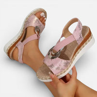 Lena | Damen Orthopädische Sandalen Keilsohle Komfort Sommer Zierdetail in Rosa