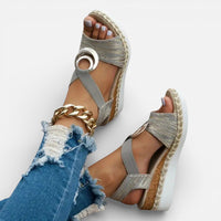 Lena | Damen Orthopädische Sandalen Keilsohle Komfort Sommer Zierdetail in Grau