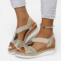 Lena | Damen Orthopädische Sandalen Keilsohle Komfort Sommer Zierdetail in Beige