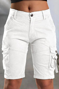 Kurze Cargo-Shorts mit Seitentaschen für Damen | Ideal für den Sommer und Outdoor-Aktivitäten in Weiß