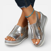 Sandra | Damen Keilsandalen Riemen Stabil Sommer Komfort Elegant in Silber