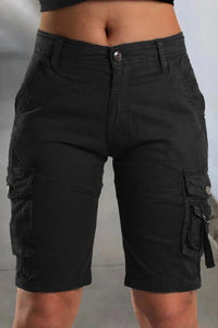 Kurze Cargo-Shorts mit Seitentaschen für Damen | Ideal für den Sommer und Outdoor-Aktivitäten in Schwarz