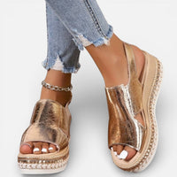 Sandra | Damen Keilsandalen Riemen Stabil Sommer Komfort Elegant in Roségold