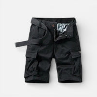 Tim | Herren Cargo Shorts Taschen Elastischer Bund Sommer Outdoor in Schwarz