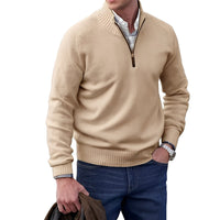 Jeremy - Moderner Herrenpullover mit Zipper in Khaki