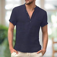 Korbin - Bequemes V-T-Shirt in Blau