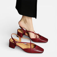 Sandra | Damen Pumps Riemchen Absatz Elegant Feminin Business Classic in Rot