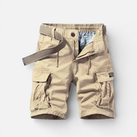 Tim | Herren Cargo Shorts Taschen Elastischer Bund Sommer Outdoor in Khaki