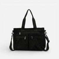 Bella | Damen Cord Tragetasche Reißverschlussfächer Organisiert Herbst in Schwarz