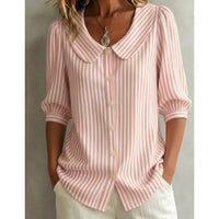 Greta | Damen Gestreifte Bluse mit Knopfleiste in Rosa