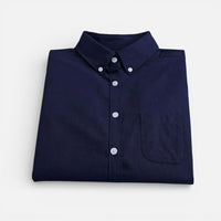 Simon | Herren Hemd Knopfleiste Klassischer Kragen Business Casual Zeitlos in Marineblau