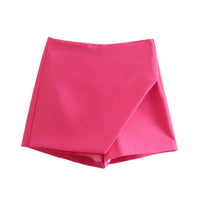 Asymmetrische Shorts-Rock mit seitlichem Reißverschluss für Frauen | Ideal für den Frühling in Rosa