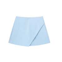 Asymmetrische Shorts-Rock mit seitlichem Reißverschluss für Frauen | Ideal für den Frühling in Hellblau