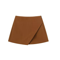 Asymmetrische Shorts-Rock mit seitlichem Reißverschluss für Frauen | Ideal für den Frühling in Braun