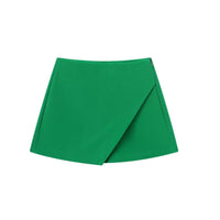Asymmetrische Shorts-Rock mit seitlichem Reißverschluss für Frauen | Ideal für den Frühling in Grün
